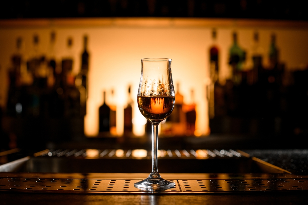 Great,View,On,Clear,Half,Full,Stemware,Of,Strong,Alcoholic